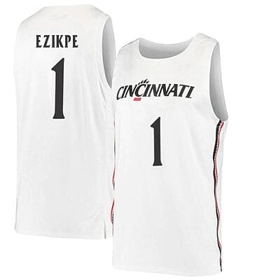 Kalu Ezikpe Jersey #1 Cincinnati Bearcats College Basketball White