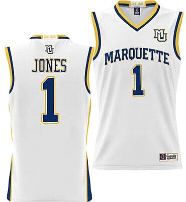 Kam Jones Jersey #1 Marquette Golden Eagles NIL Basketball Lightweight White