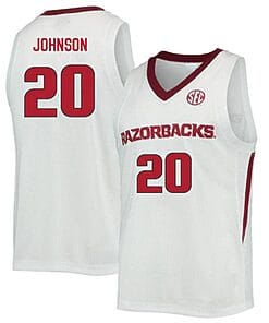 Kamani Johnson Jersey #20 Arkansas Razorbacks College Basketball White