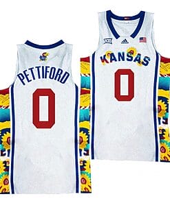 Bobby Pettiford Jr Jersey #0 Kansas Jayhawks 2022 Sunflower Showdown White Basketball