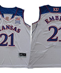 Joel Embiid Jerseys #21 Kansas Jayhawks NCAA Basketball White