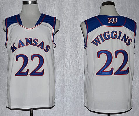 Andrew Wiggins Jersey #22 Kansas Jayhawks NCAA Basketball Royal White