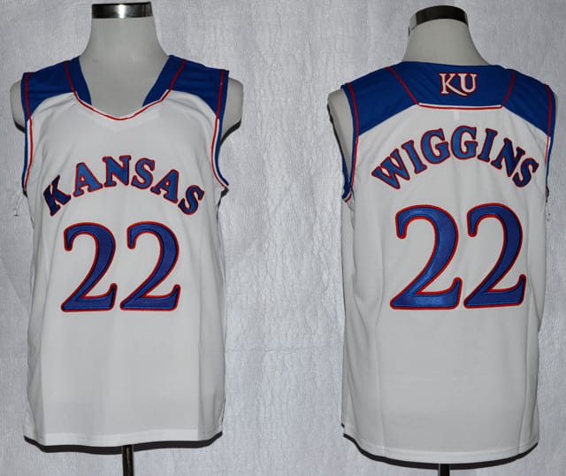 Andrew Wiggins Jersey #22 Kansas Jayhawks NCAA Basketball Royal White