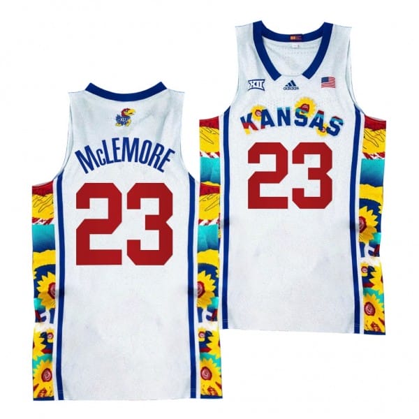 Ben Mc Lemore Jersey #23 Kansas Jayhawks Sunflower Showdown White Basketball Jerseys