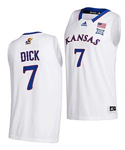 Kansas Jayhawks #7 Gradey Dick Jersey White College Basketball 2021-22 Jerseys