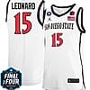 Kawhi Leonard Jersey #15 San Diego State Aztecs College Basketball 2023 NCAA Final Four White