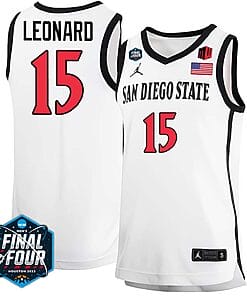 Kawhi Leonard Jersey #15 San Diego State Aztecs College Basketball 2023 NCAA Final Four White