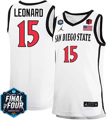 Kawhi Leonard Jersey #15 San Diego State Aztecs College Basketball 2023 NCAA Final Four White