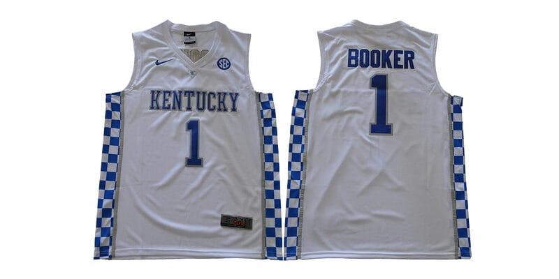 Devin Booker Jersey #1 Kentucky Wildcats NCAA Basketball White