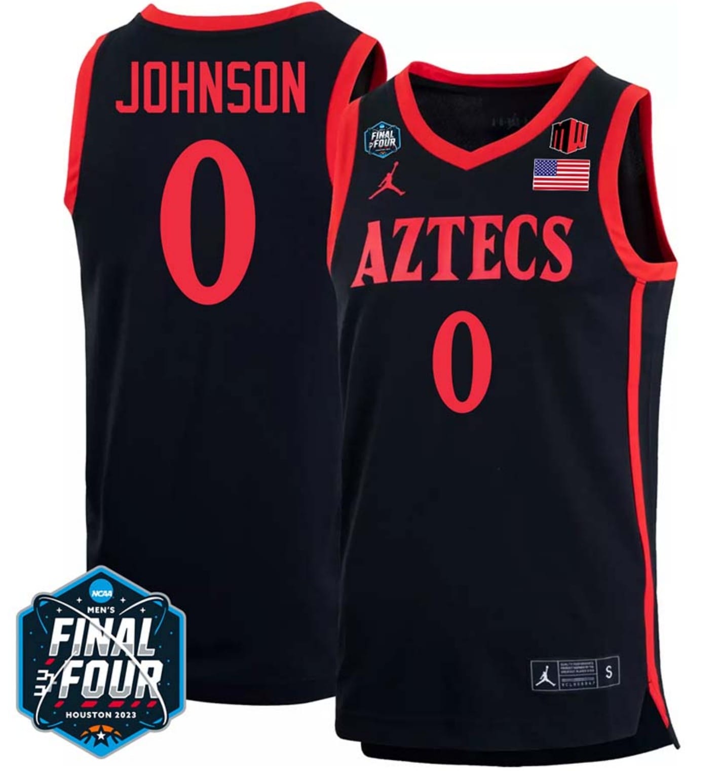 Keshad Johnson Jersey #0 San Diego State Aztecs College Basketball 2023 NCAA Final Four Black