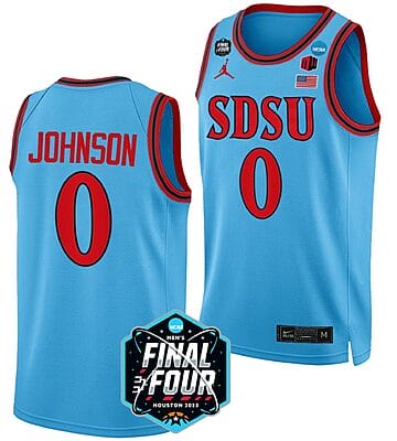 Keshad Johnson Jersey #0 San Diego State Aztecs College Basketball 2023 NCAA Final Four Blue