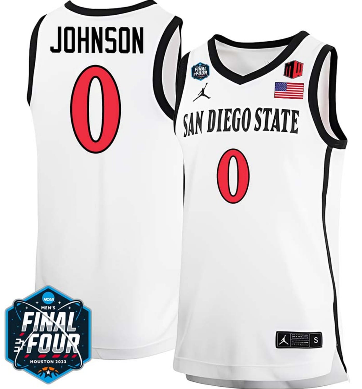 Keshad Johnson Jersey #0 San Diego State Aztecs College Basketball 2023 NCAA Final Four White
