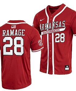 Kole Ramage Jersey #28 Arkansas Razorbacks College Baseball Red College