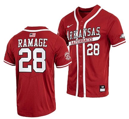 Kole Ramage Jersey #28 Arkansas Razorbacks College Baseball Red College