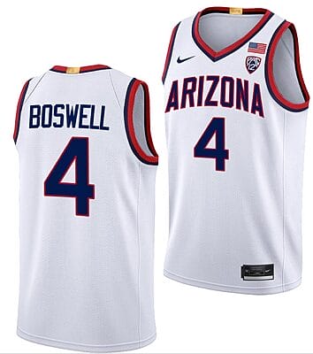 Kylan Boswell Jersey #4 Arizona Wildcats College Basketball Limited White