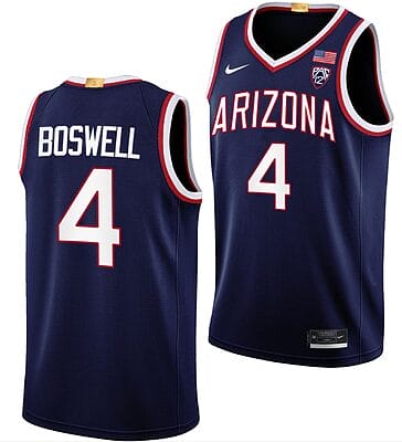 Kylan Boswell Jersey #4 Arizona Wildcats College Basketball Navy