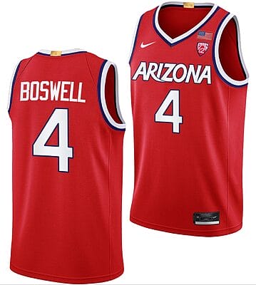 Kylan Boswell Jersey #4 Arizona Wildcats College Basketball Red