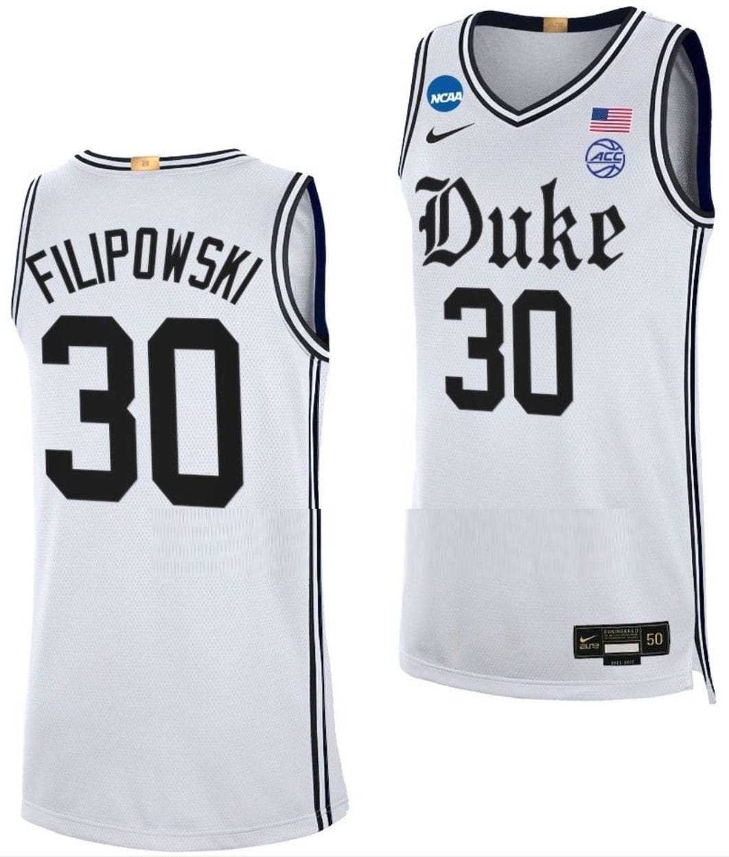 Kyle Filipowski Jersey Duke Blue Devil College Basketball 2023 NCAA March Madness White #30