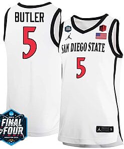 Lamont Butler Jersey #5 San Diego State Aztecs College Basketball 2023 NCAA Final Four White