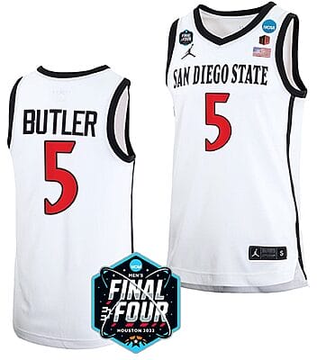 Lamont Butler Jersey #5 San Diego State Aztecs College Basketball 2023 NCAA Final Four White