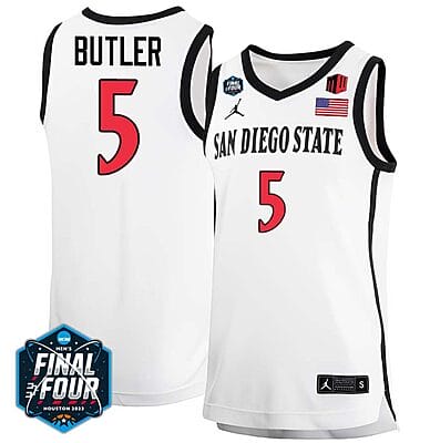 Lamont Butler Jersey #5 San Diego State Aztecs College Basketball 2023 NCAA Final Four White