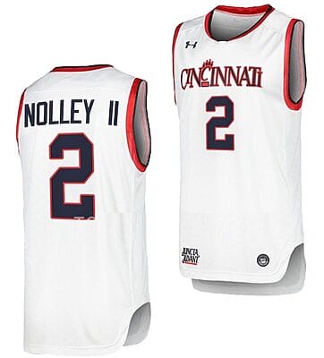 Landers Nolley II Jersey #2 Cincinnati Bearcats College Basketball Replica White