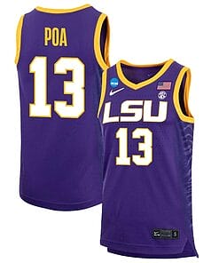 Last Tear Poa Jersey #13 LSU Tigers Basketball 2023 NCAA College Purple