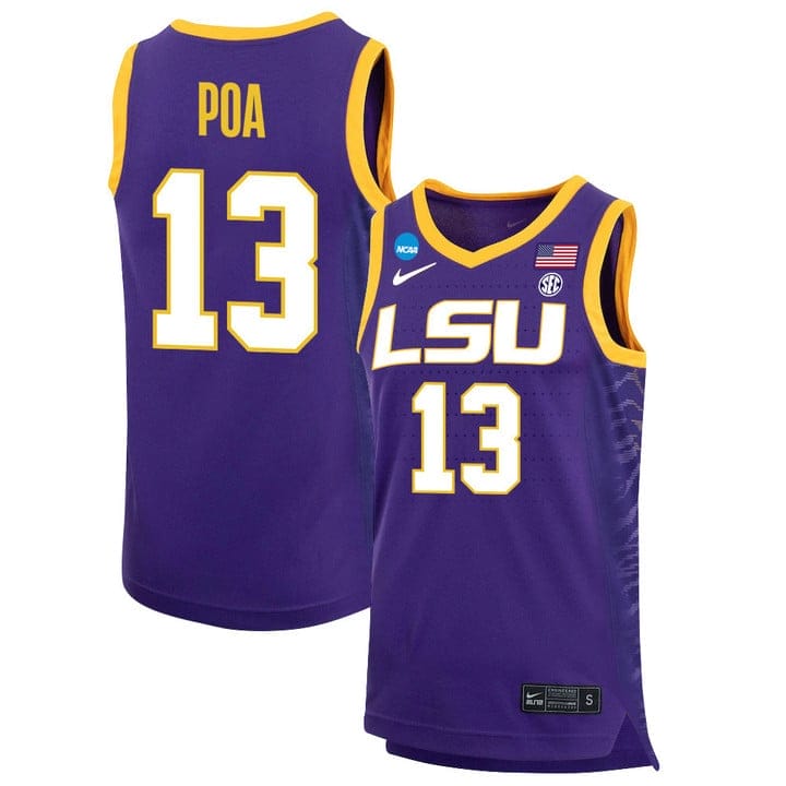 Last Tear Poa Jersey #13 LSU Tigers Basketball 2023 NCAA College Purple