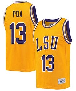 Last Tear Poa Jersey #13 LSU Tigers Basketball 2023 NCAA College Retro Gold
