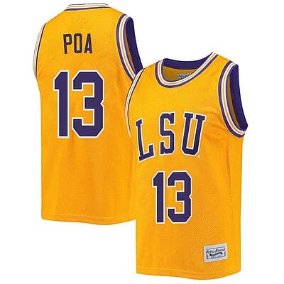 Last Tear Poa Jersey #13 LSU Tigers Basketball 2023 NCAA College Retro Gold