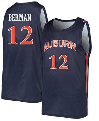 Lior Berman Jersey #12 Auburn Tigers College Basketball Navy