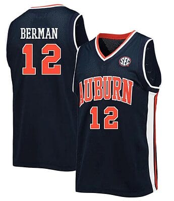 Lior Berman Jersey #12 Auburn Tigers College Basketball Navy
