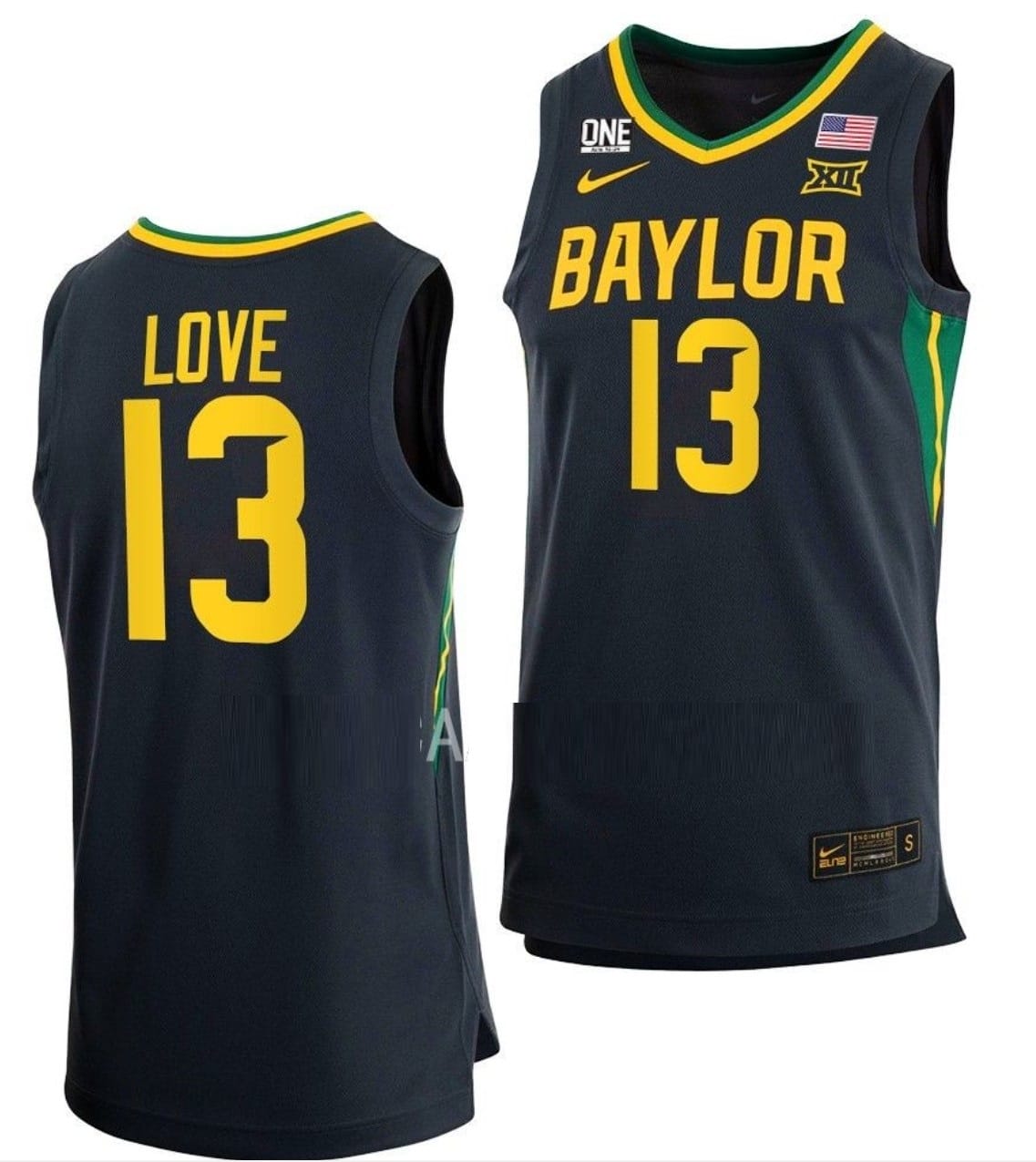 Love Anthracite Jersey #13 Baylor Bears College Basketball Away