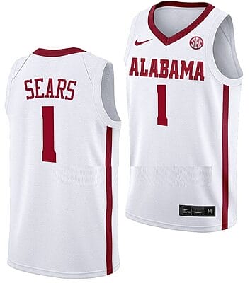 Mark Sears Jersey Alabama Crimson Tide College Basketball White #1