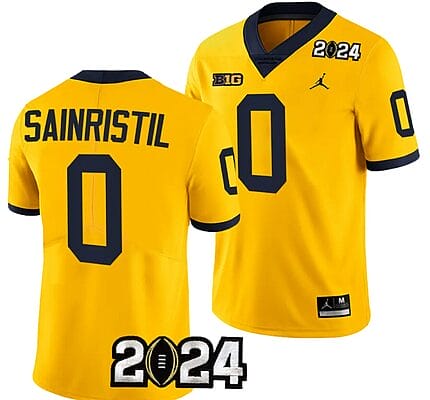 Mike Sainristil Jersey #0 Michigan Wolverines 2024 Football National Championship Playoff Yellow