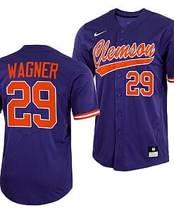 Max Wagner Jersey #29 Clemson Tigers College Baseball Purple Full-Button
