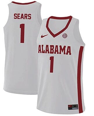 Mark Sears Jersey Alabama Crimson Tide College Basketball Replica White #1