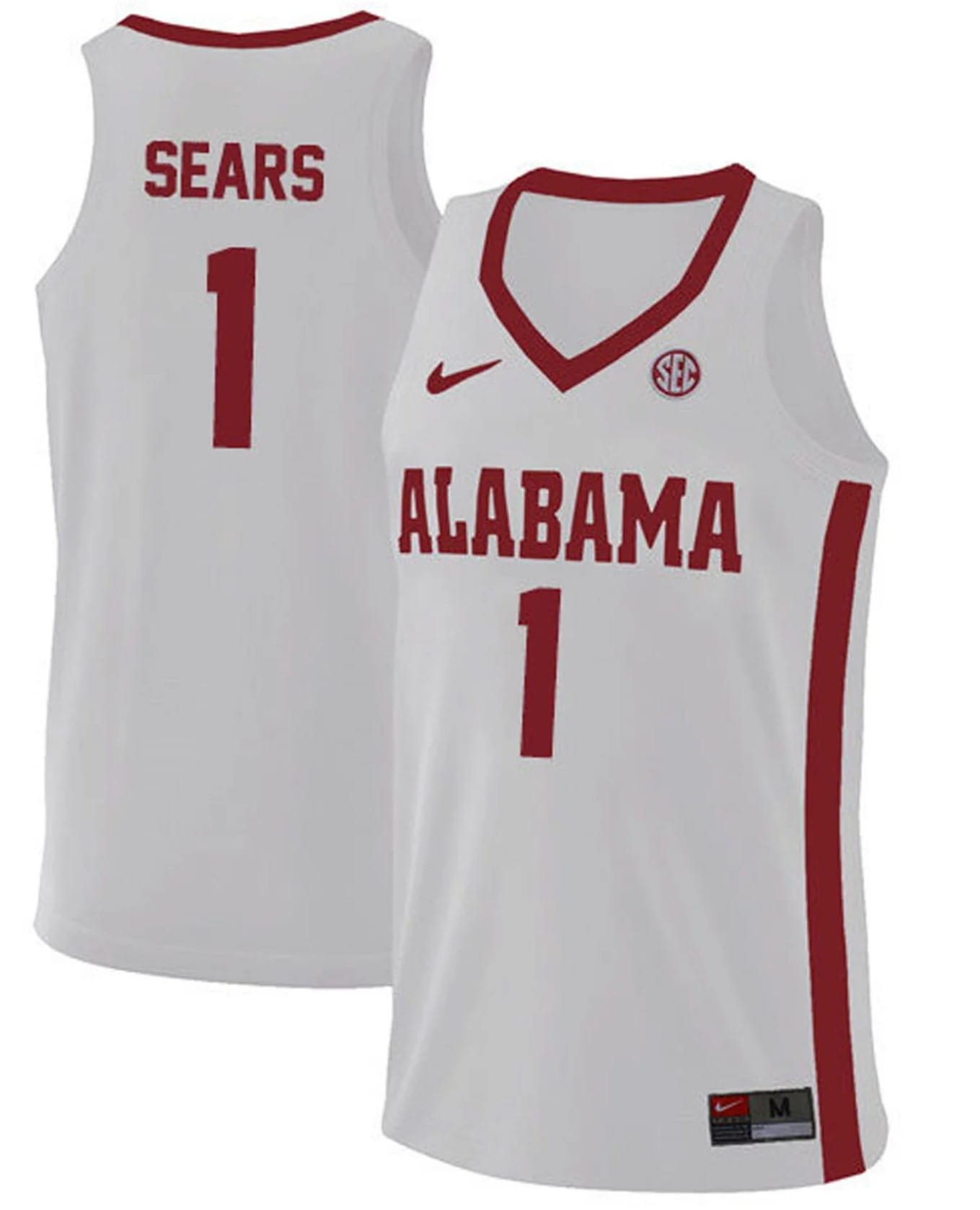 Mark Sears Jersey Alabama Crimson Tide College Basketball Replica White #1