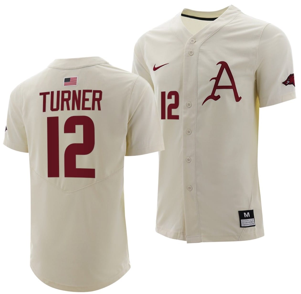 Michael Turner Jersey #12 Arkansas Razorbacks College Baseball Full-Button Natural
