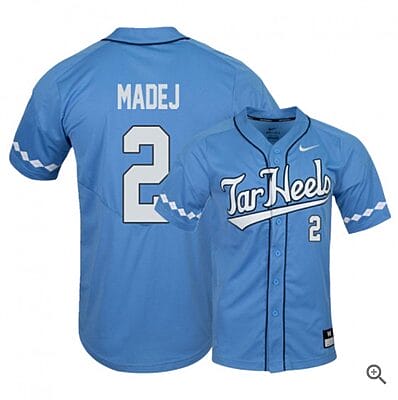 Mikey Madej Jersey #2 North Carolina Tar Heels Baseball NCAA College Blue Elite Alumni