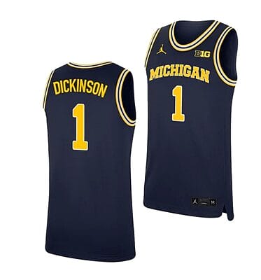 Men's #1 Hunter Dickinson Jersey Michigan Wolverines College Basketball Jerseys Navy