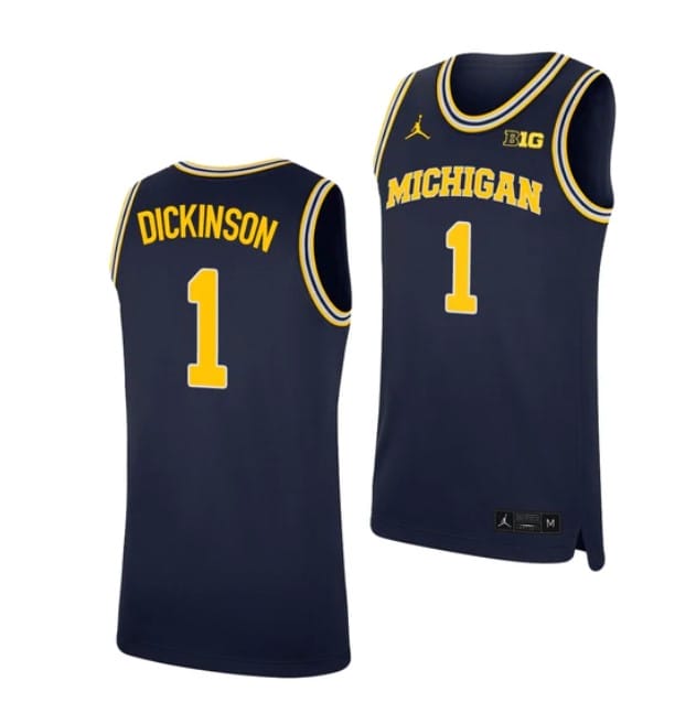 Men's #1 Hunter Dickinson Jersey Michigan Wolverines College Basketball Jerseys Navy