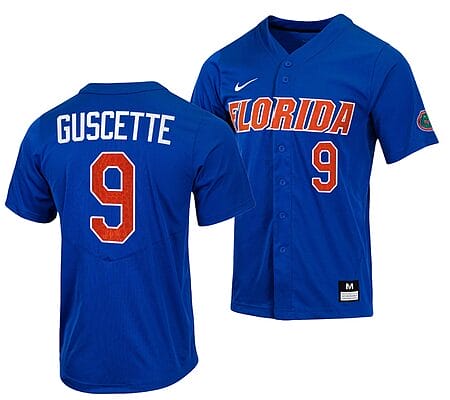 Mac Guscette Jersey #9 Florida Gators College Baseball Full-Button Royal