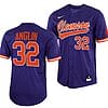 Mack Anglin Jersey #32 Clemson Tigers College Baseball Purple Full-Button
