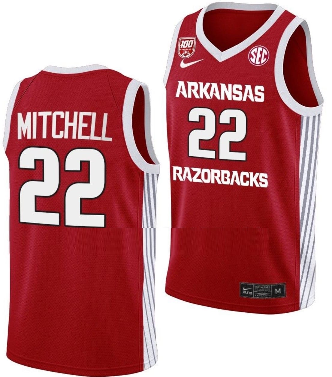 Makhel Mitchell Jersey #22 Arkansas Razorbacks College Basketball 100 Season Red