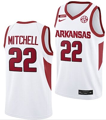 Makhel Mitchell Jersey #22 Arkansas Razorbacks College Basketball Equality White