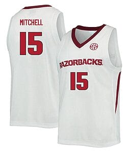 Makhi Mitchell Jersey #15 Arkansas Razorbacks College Basketball White 1