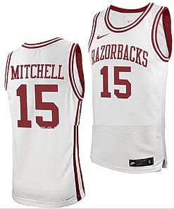 Makhi Mitchell Jersey #15 Arkansas Razorbacks College Basketball White