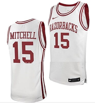 Makhi Mitchell Jersey #15 Arkansas Razorbacks College Basketball White