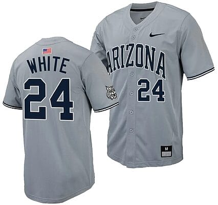 Mason White Jersey #24 Arizona Wildcats Replica Baseball Full-Button Gray